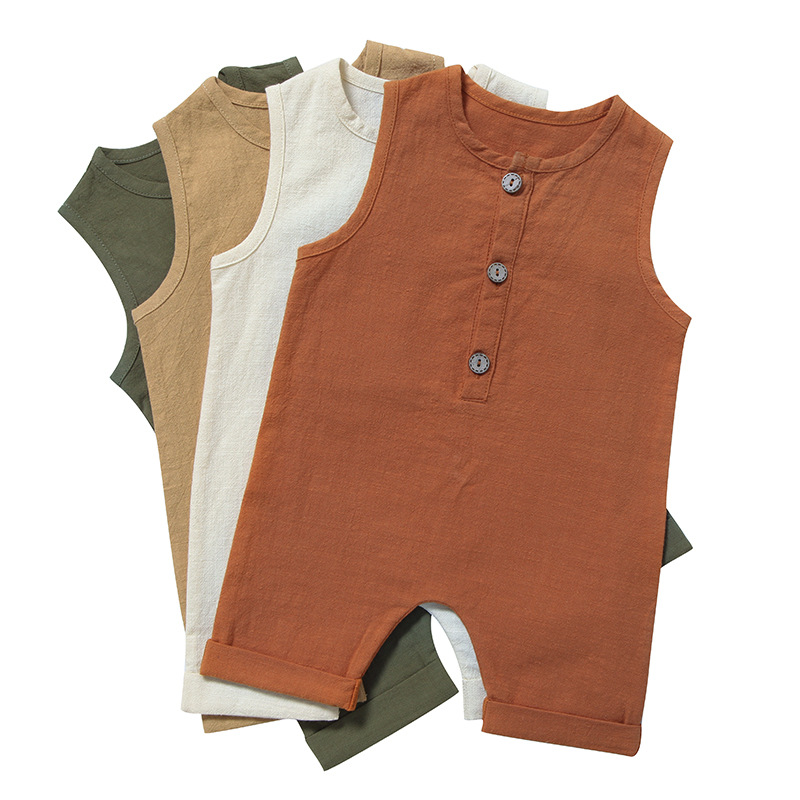 Baby Summer Linen Sleeveless Jumpsuit - Summer Baby Boys Girls Rompers Toddler
