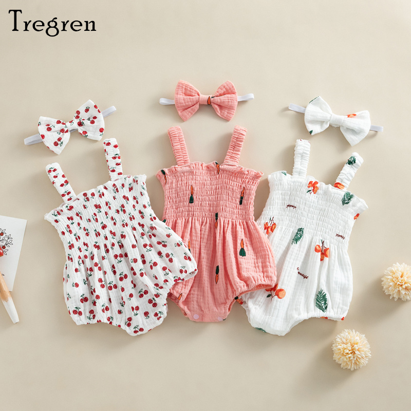 Baby Summer Linen Sleeveless Jumpsuit - Tregren Baby Girls Rompers Summer Newborn