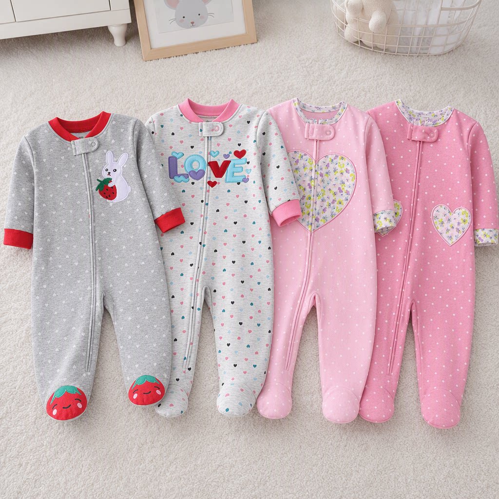 Newborn Girls Double-sided Cot - огляд і ціна Cotton Baby Onesies Zipper