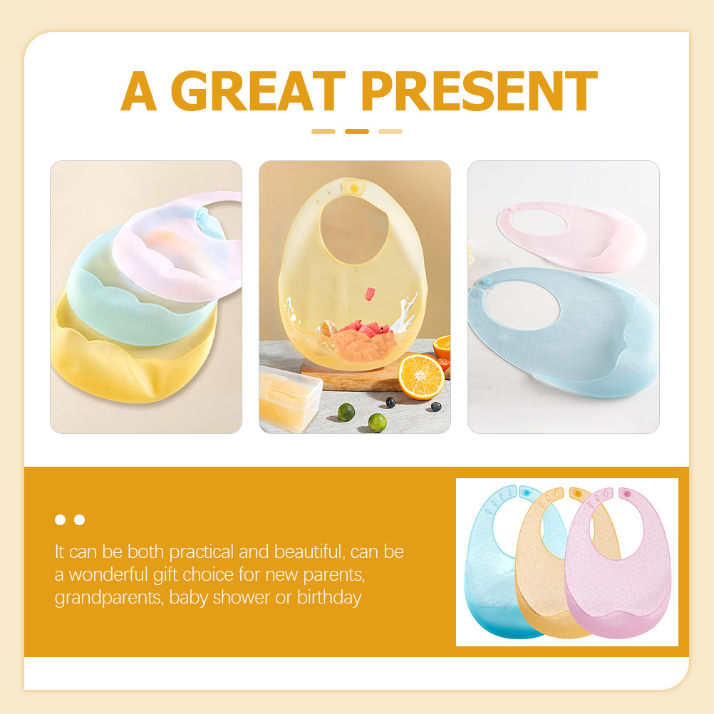 3pcs Silicone Baby Bibs – Soft - огляд і ціна Waterproof Baby Bibs Silicone